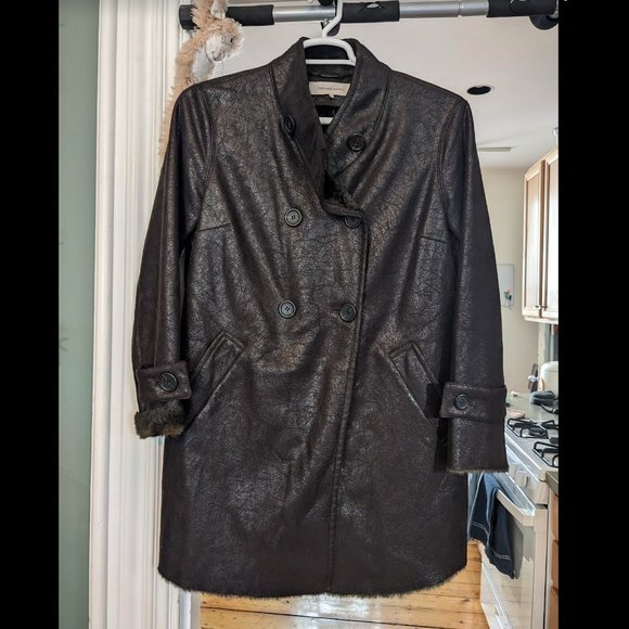 GERARD DAREL Designer Vegan (Faux-Fur Faux-Leather) Coat in Purple size M - Picture 1 of 9